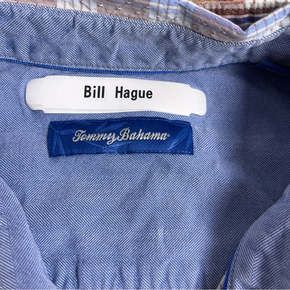 Tommy‎ Bahama Shirt Men Size L Blue Check Textured Silk Long Sleeve Casual - Picture 2 of 9